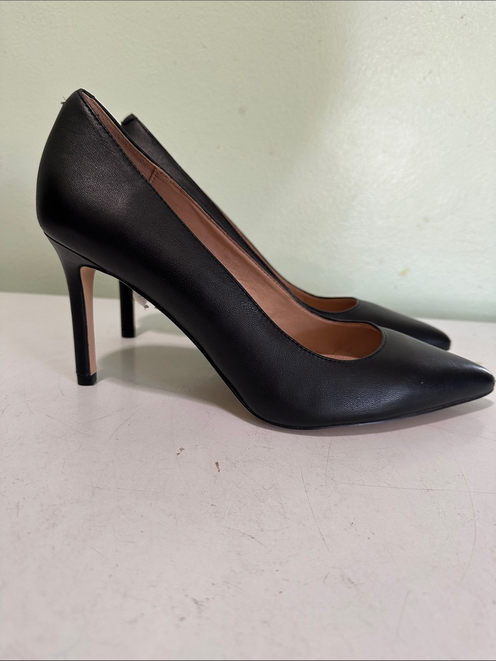 J. Crew Black Pointed Leather Stiletto Pumps